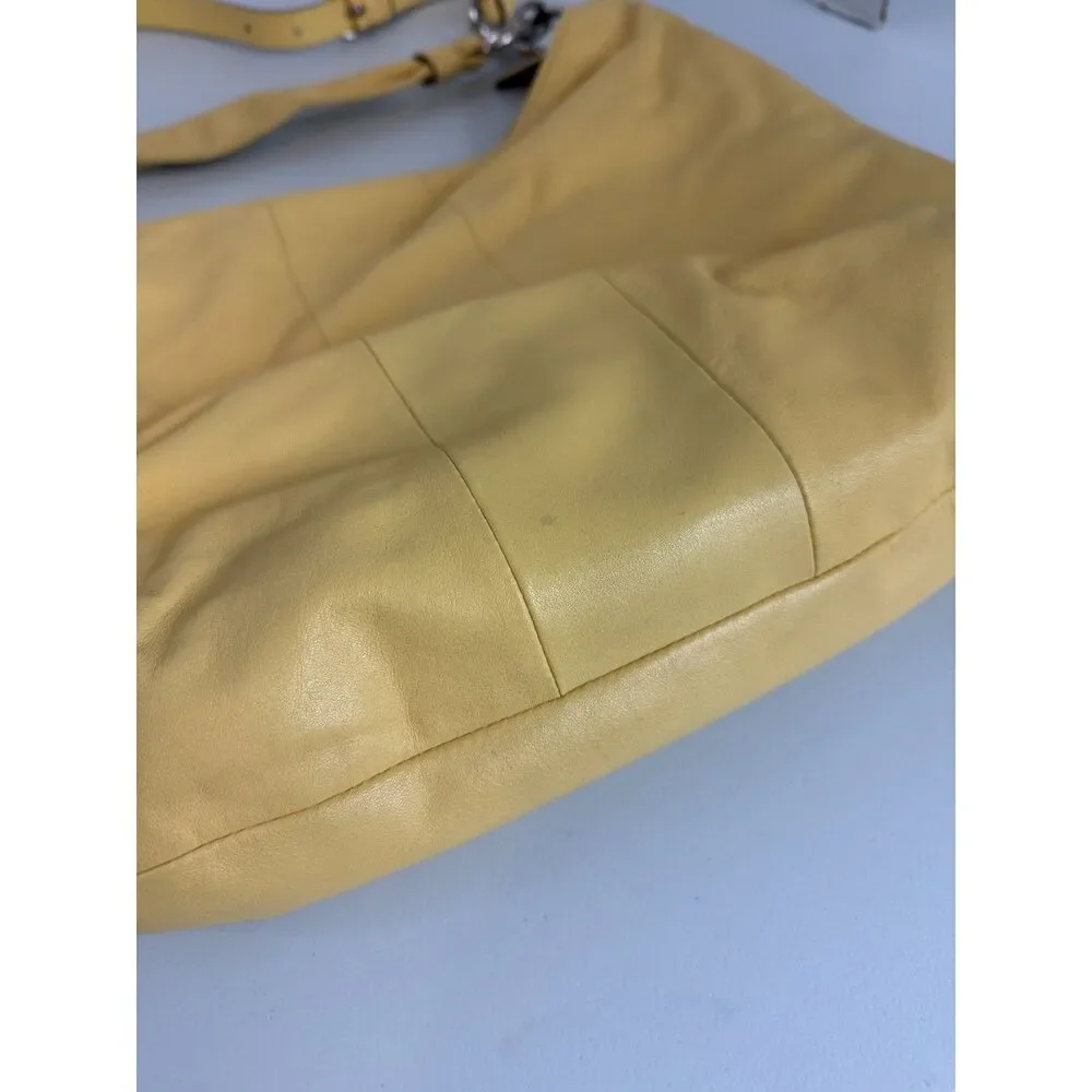 Coach Kristin Yellow Leather Hobo Style Shoulder Bag With Crossbody Strap 16787
